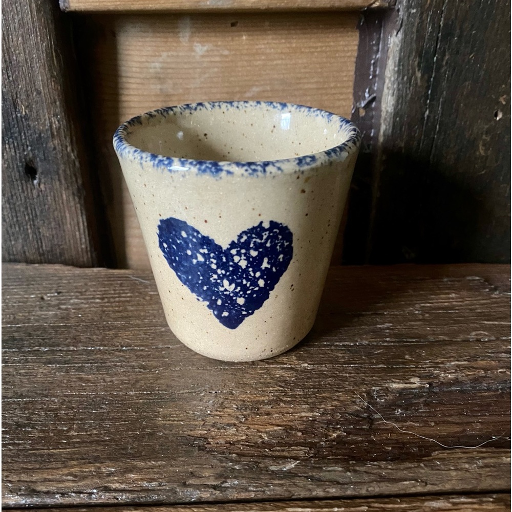 Three Rivers Pottery Blue Heart Stoneware Tealight/Votive Holder